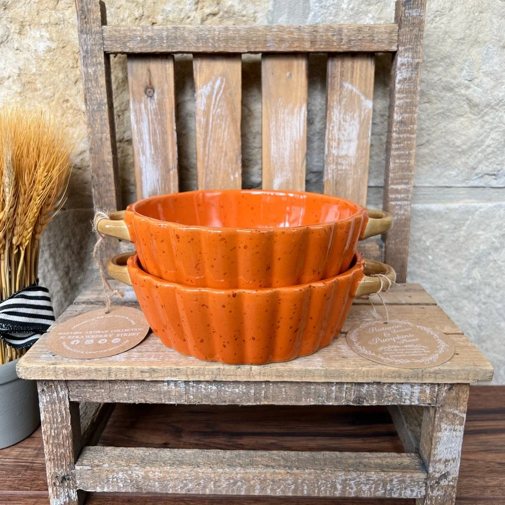 🆕 10 Strawberry Street | Set of 2 Small Pumpkin Dish / Casserole!